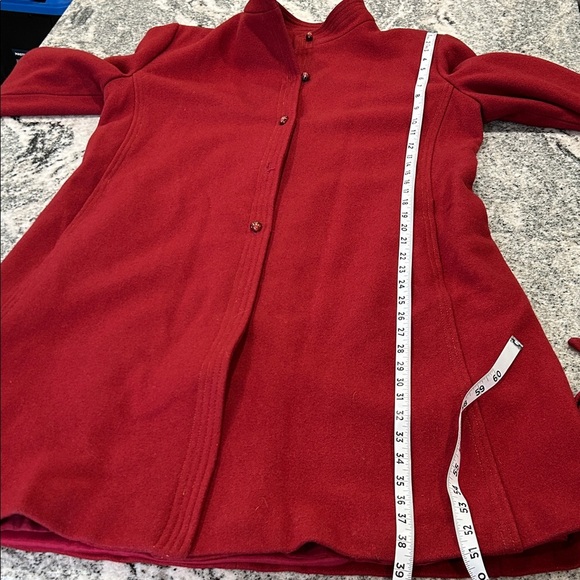 Sears Red Long Sleeve Women's Dress coat Wool vintage winter long jacket belt - Picture 10 of 12